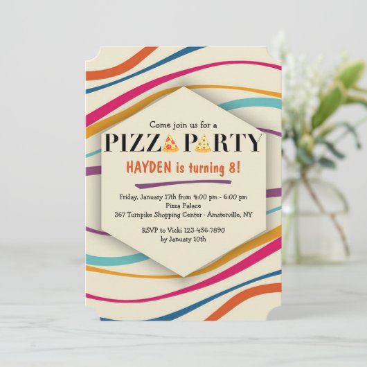 Invitation à la fête de Pizza (Debout devant)