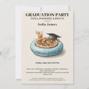 Invitation à la fête de pizza au bord de la piscin