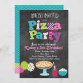 Invitation à la fête de pizza de tableau noir (fil (Devant / Derrière)