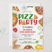 Invitation à la fête de pizza, Pizza Anniversaire  (Devant)