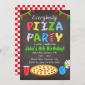Invitation à la fête de pizza sur tableau noir (Devant / Derrière)