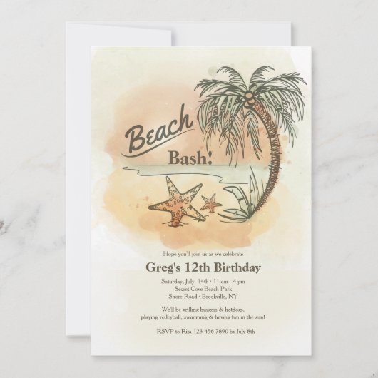 Invitation à la fête de plage (Devant)