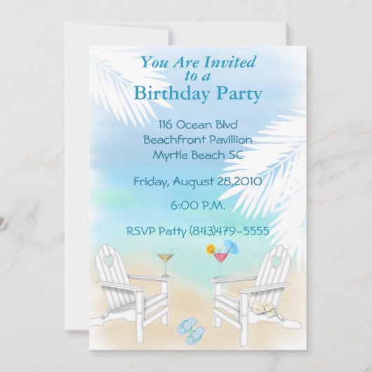 Invitation à la fête de plage (Devant)