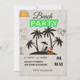 Invitation à la fête de plage au coucher du soleil