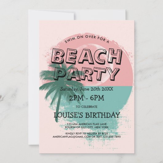 Invitation à la fête de plage Coucher de soleil et (Devant)