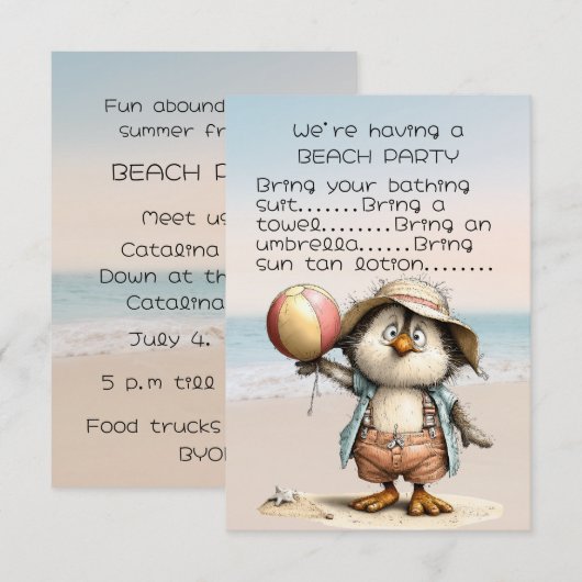 Invitation à la fête de plage d'un ami (Devant / Derrière)