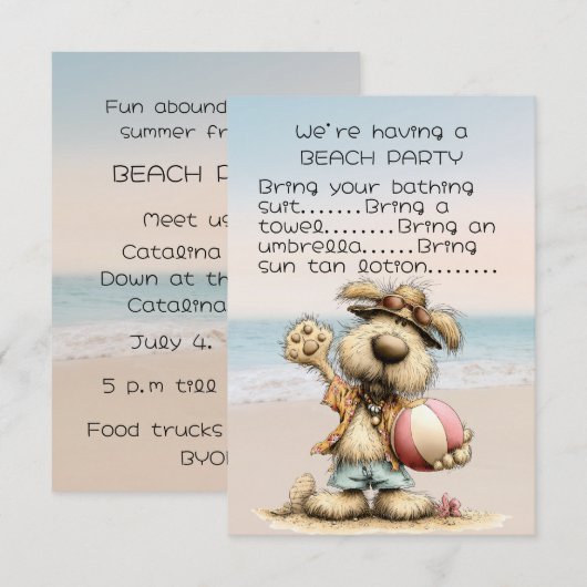 Invitation à la fête de plage d'un ami (Devant / Derrière)