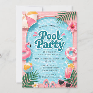 Invitation à la fête de plage tropicale aux flaman
