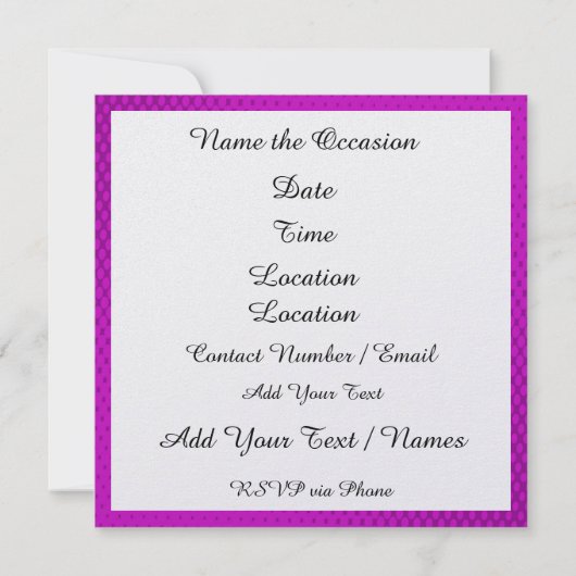 Invitation à la fête de Pop Art (Dos)