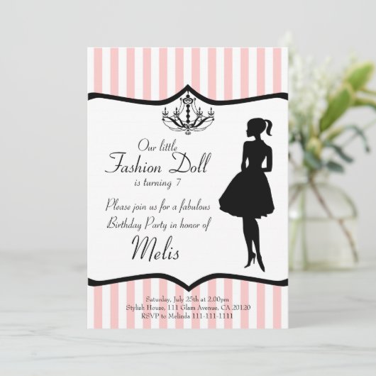 Invitation à la fête de poupée de mode (Debout devant)