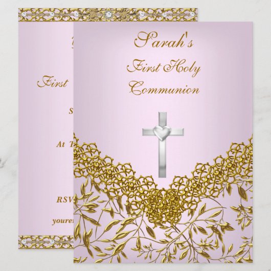 Invitation à la fête de première communion pour fi (Devant / Derrière)