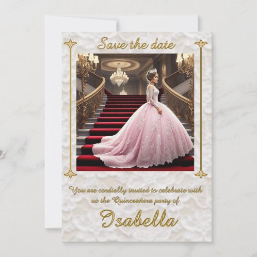 " INVITATION À LA FÊTE DE QUINCEANERA " (Devant)
