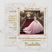 " INVITATION À LA FÊTE DE QUINCEANERA " (Devant / Derrière)