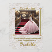 " INVITATION À LA FÊTE DE QUINCEANS " (Devant / Derrière)