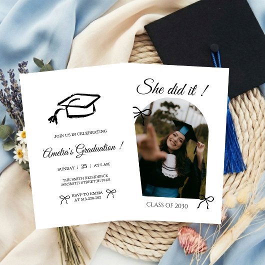 Invitation à la fête de remise des diplômes avec a