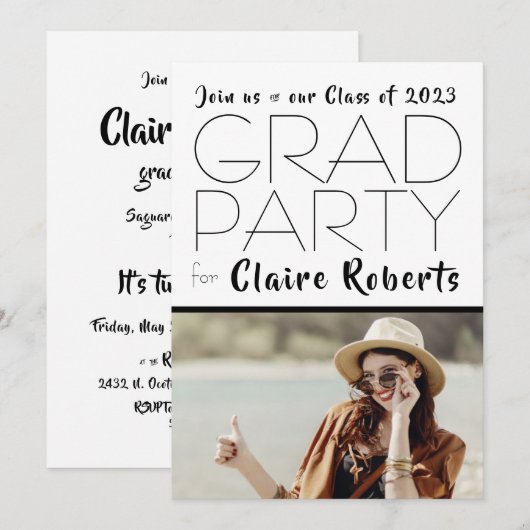 Invitation à la fête de remise des diplômes avec p (Devant / Derrière)