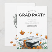 invitation à la fête de remise des diplômes orange (Devant / Derrière)