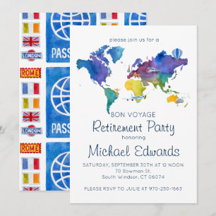 Invitation à la fête de retraite Bon Voyage