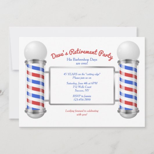 Invitation à la fête de retraite de Barber's Pole (Devant)