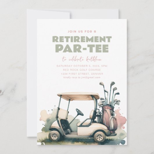 Invitation à la fête de retraite de golf Par-Tee (Devant)