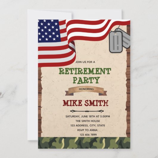 Invitation à la fête de retraite de l'armée (Devant)