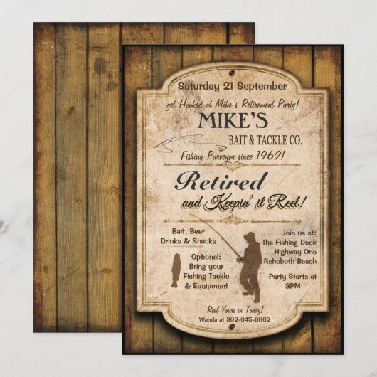 Invitation à la fête de retraite de pêche (Devant / Derrière)