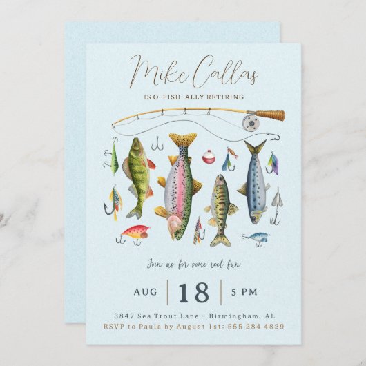 Invitation à la fête de retraite de pêche (Devant / Derrière)