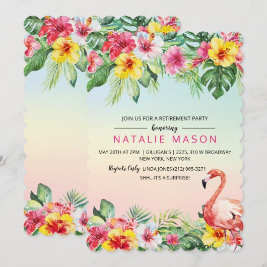 Invitation à la fête de retraite du Flamant Tropic (Devant / Derrière)