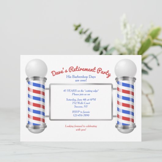 Invitation à la fête de retraite du poteau de barb (Debout devant)