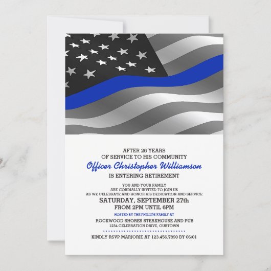 Invitation à la fête de retraite d'un policier (Devant)