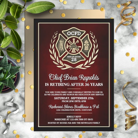 Invitation à la fête de retraite d'un pompier