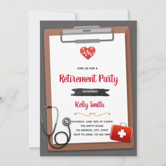 Invitation à la fête de retraite d'une infirmière (Devant)