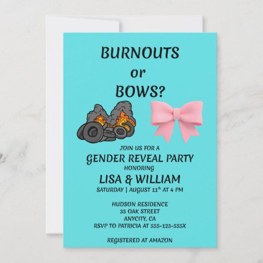 Invitation à la fête de révélation du sexe Bébé Fa (Devant)