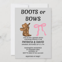 Invitation à la fête de révélation du sexe 'Bottes