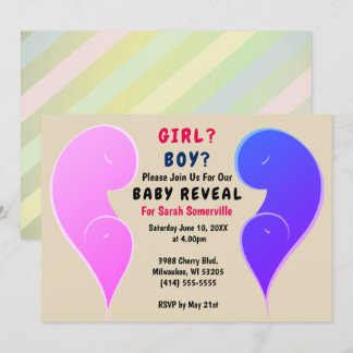 Invitation à la fête de révélation pour bébé ou ga