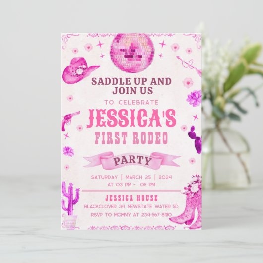 Invitation à la fête de rodéo de la cowgirl débuta (Debout devant)