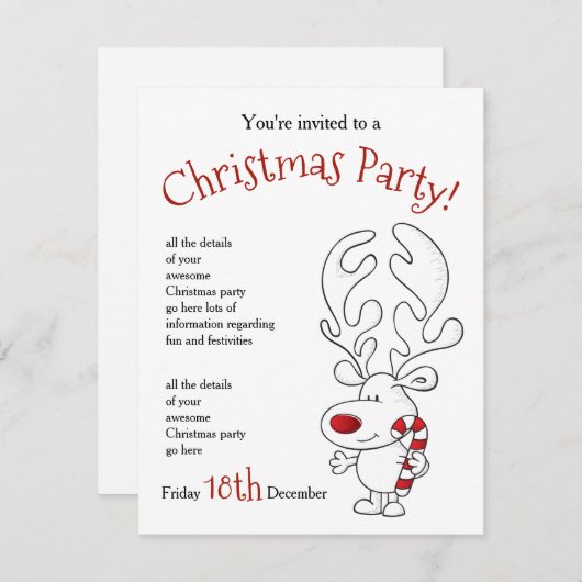 Invitation à la fête de Rudolph (Devant / Derrière)