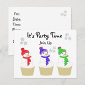 Invitation à la fête de Snowman Cupcake (Devant / Derrière)