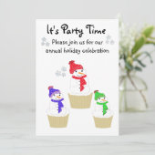 Invitation à la fête de Snowman Cupcake (Debout devant)