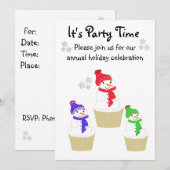 Invitation à la fête de Snowman Cupcake (Devant / Derrière)