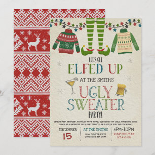 Invitation à la fête de Sweater moche Noël Elfed U