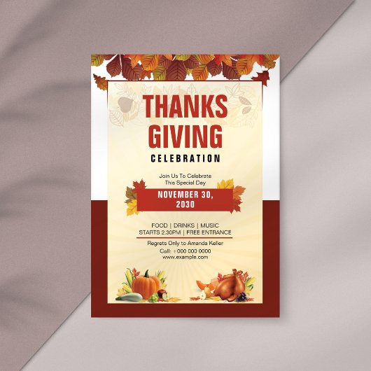 Invitation à la fête de Thanksgiving