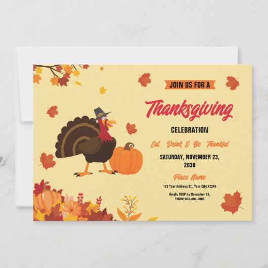 Invitation à la fête de Thanksgiving (Devant)