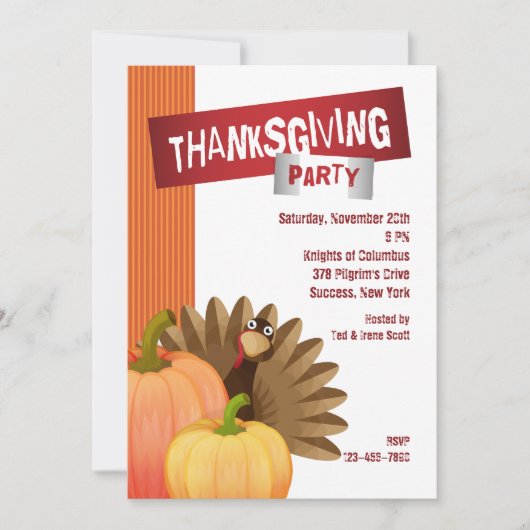 Invitation à la fête de Thanksgiving (Devant)