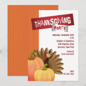 Invitation à la fête de Thanksgiving (Devant / Derrière)