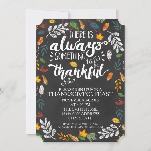 Invitation à la fête de Thanksgiving (Devant)