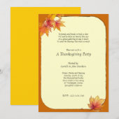 Invitation à la fête de Thanksgiving avec feuilles (Devant / Derrière)