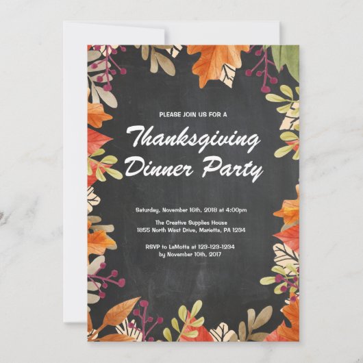 Invitation à la fête de Thanksgiving d'automne (Devant)