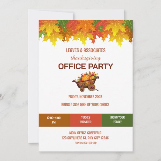 Invitation à la fête de Thanksgiving de l'entrepri (Devant)