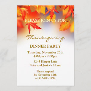 Invitation à la fête de Thanksgiving des feuilles